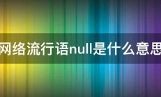 网络流行语null是什么意思 