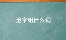 沧字组什么词 