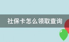 社保卡怎么领取查询 