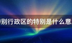 特别行政区的特别是什么意思 