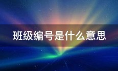 班级编号是什么意思 