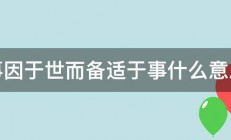 事因于世而备适于事什么意思 