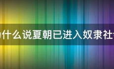 为什么说夏朝已进入奴隶社会 