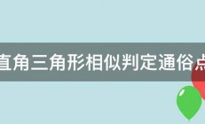 直角三角形相似判定通俗点 