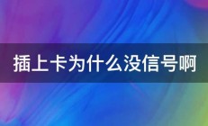 插上卡为什么没信号啊 