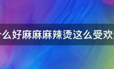 为什么好麻麻麻辣烫这么受欢迎啊 