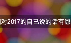 相对2017的自己说的话有哪些 