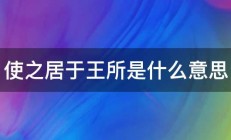 使之居于王所是什么意思 