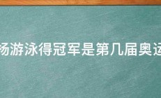 孙杨游泳得冠军是第几届奥运会 