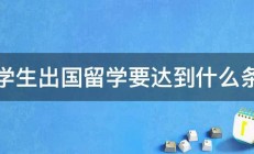 大学生出国留学要达到什么条件 