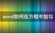 word如何在方框中加勾 