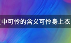 古文中可怜的含义可怜身上衣正单 