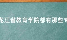 黑龙江省教育学院都有那些专业 