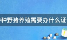 特种野猪养殖需要办什么证件 