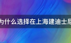 为什么选择在上海建迪士尼 