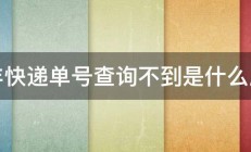 顺丰快递单号查询不到是什么原因 