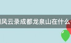 江湖风云录成都龙泉山在什么位置 