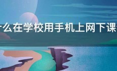 为什么在学校用手机上网下课特别卡 