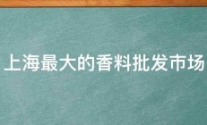 上海最大的香料批发市场 