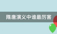 隋唐演义中谁最厉害 