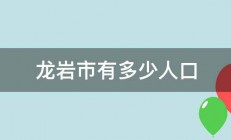 龙岩市有多少人口 