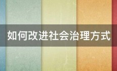 如何改进社会治理方式 