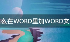 怎么在WORD里加WORD文件 