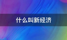 什么叫新经济 