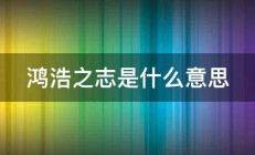 鸿浩之志是什么意思 