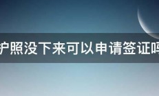 护照没下来可以申请签证吗 