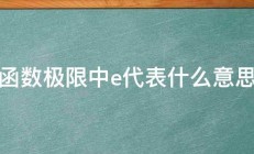 函数极限中e代表什么意思 