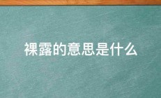 裸露的意思是什么 