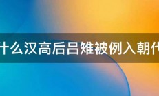 为什么汉高后吕雉被例入朝代表 