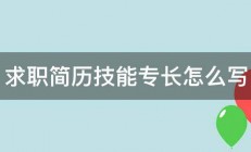 求职简历技能专长怎么写 