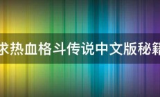 求热血格斗传说中文版秘籍 