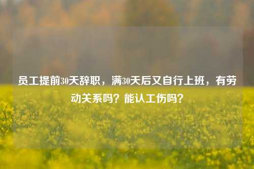 员工提前30天辞职，满30天后又自行上班，有劳动关系吗？能认工伤吗？