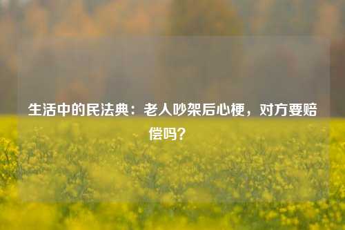 生活中的民法典：老人吵架后心梗，对方要赔偿吗？ 